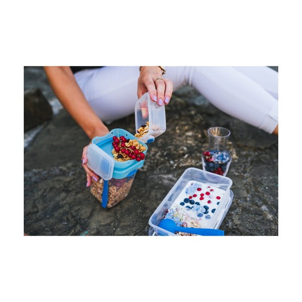 Modrá krabička na svačinu a oběd s příborem, Vialli Design, 650ml+230m-image-3