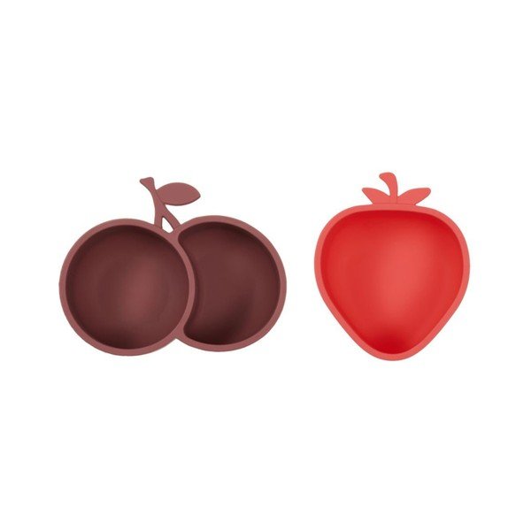 Červené/hnědé silikonové dětské misky v sadě 2 ks Yummy – OYOY Mini
