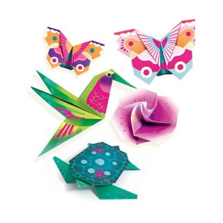 Sada 24 origami papírů s návodem Djeco Neon Tropics