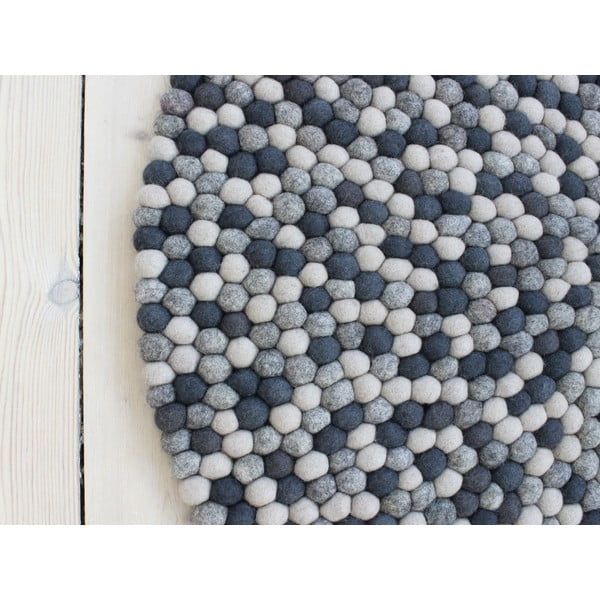 Tmavě šedý kuličkový vlněný koberec Wooldot Ball Rugs, ⌀ 140 cm