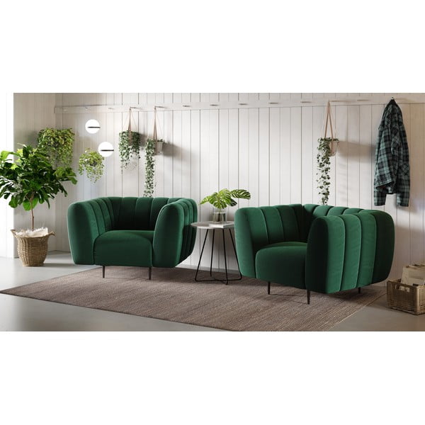 Tmavě zelené sametové křeslo Ghado Shel-image-1