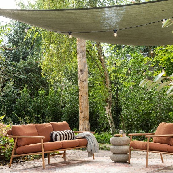 Čalouněná zahradní pohovka v terakotové barvě Cavero – WOOOD-image-1