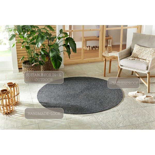 Šedý kulatý venkovní koberec ø 150 cm - NORTHRUGS-image-4