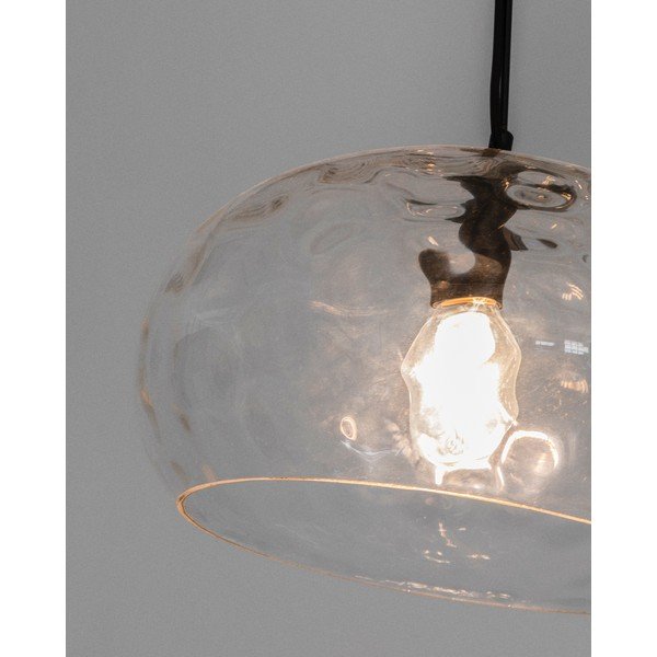 Černé závěsné svítidlo se skleněným stínidlem ø 40 cm Balma – Kave Home-image-1