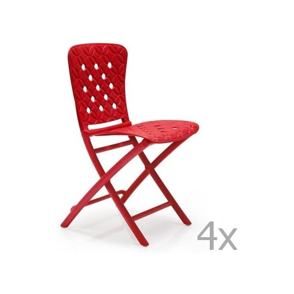 Sada 4 červených zahradních židlí Nardi Zac Classic Spring