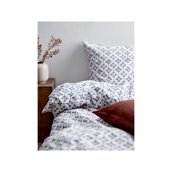 Bílo-modré bavlněné povlečení na jednolůžko 140x200 cm Heirloom – Södahl-image-1