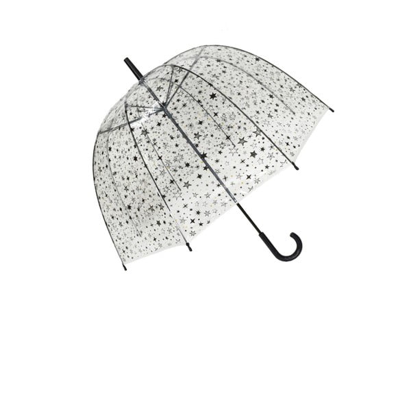 Transparentní větruodolný holový deštník s detaily ve stříbrné barvě Ambiance Birdcage Stars, ⌀ 81 cm
