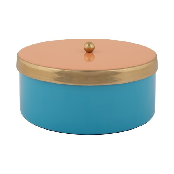 Modrý dekorativní kovový úložný box ø 16x6 cm Double Funky – PT LIVING