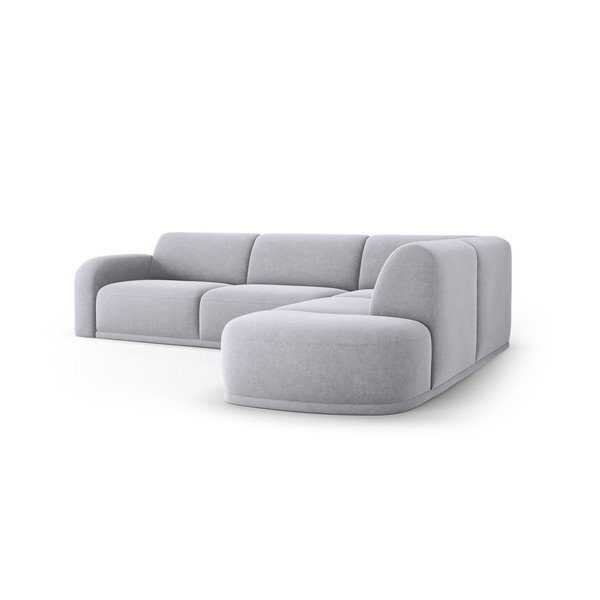 Světle šedá sametová rohová pohovka Erin – Micadoni Home-image-4