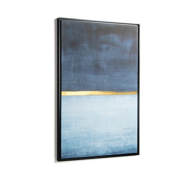 Modrý obraz v rámu Kave Home Abstract, 60 x 90 cm