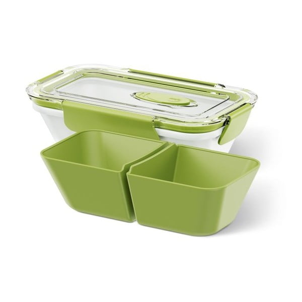 Box na jídlo Rectangular White/Green, 0,5 l