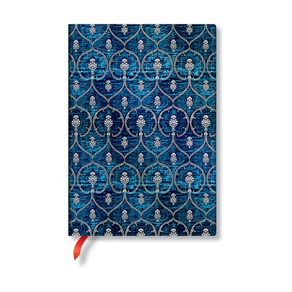 Modrý linkovaný zápisník s tvrdou vazbou Paperblanks Blue Velvet, 144 stran