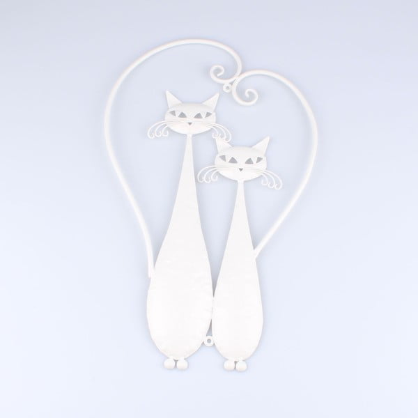 Bílá kovová nástěnná dekorace Dakls Cats