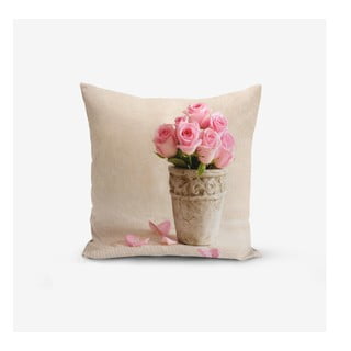 Povlak na polštář s příměsí bavlny Minimalist Cushion Covers Pink Rose, 45 x 45 cm