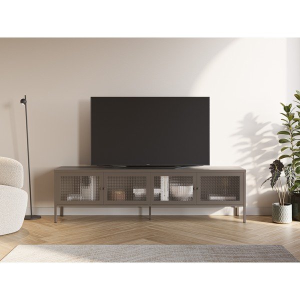 Šedý kovový TV stolek 160x50x35 cm Layna – Marckeric-image-1