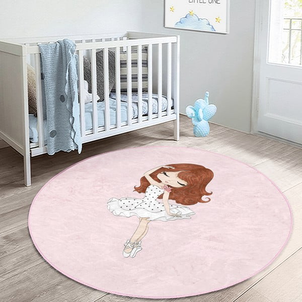 Růžový dětský koberec ø 80 cm Comfort – Mila Home-image-1
