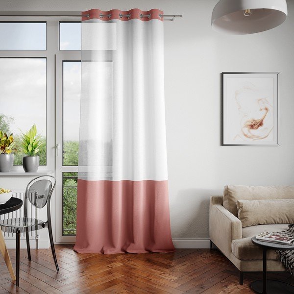 Bílo-hnědý závěs AmeliaHome Irvelette Eyelets, 140 x 250 cm-image-1
