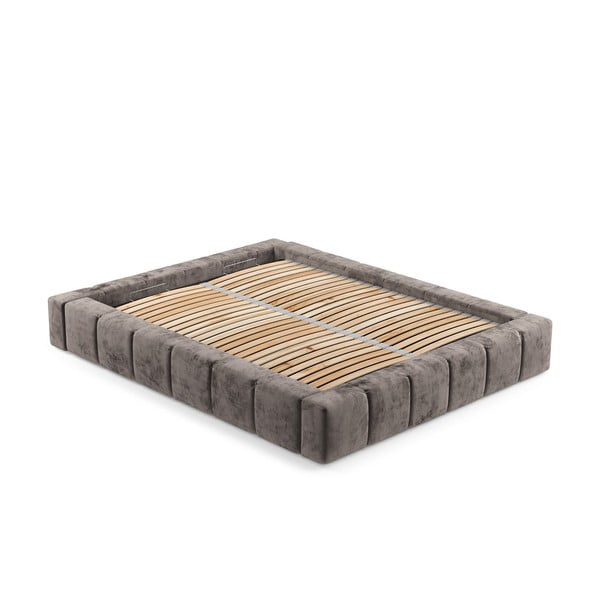 Hnědá čalouněná dvoulůžková postel s úložným prostorem s roštem 160x200 cm Aruba L – Maison de Rêve-image-3