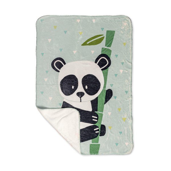 Světle zelená dětská deka z mikrovlákna 140x110 cm Panda – Moshi Moshi-image-3