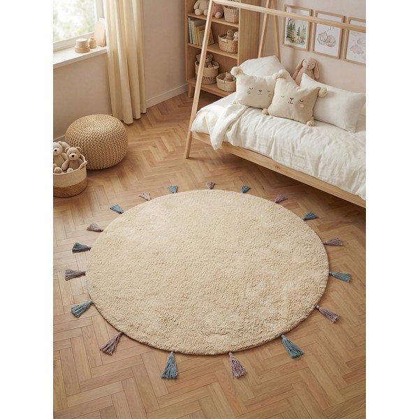 Krémový pratelný/ručně tkaný bavlněný dětský koberec ø160 cm Snuggle Sunna – Hanse Home-image-1
