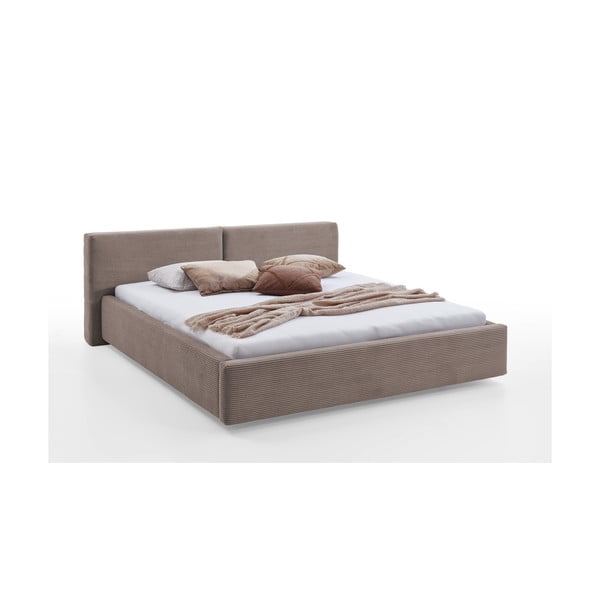 Světle hnědá čalouněná dvoulůžková postel s úložným prostorem s roštem 160x200 cm Cube – Meise Möbel-image-4