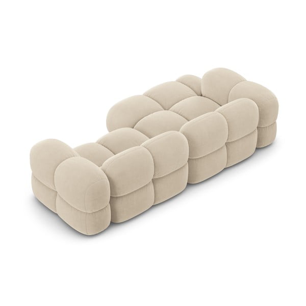 Béžová sametová rohová pohovka (levý roh/s lenoškou) Loretto – Cosmopolitan Design-image-4