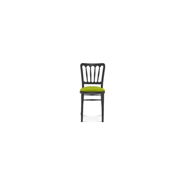 Černá dřevěná židle se zeleným polstrováním Fameg Malene