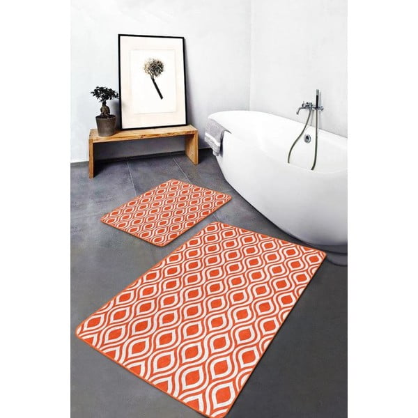 Oranžové sametové koupelnové předložky v sadě 2 ks 60x100 cm – Mila Home-image-2
