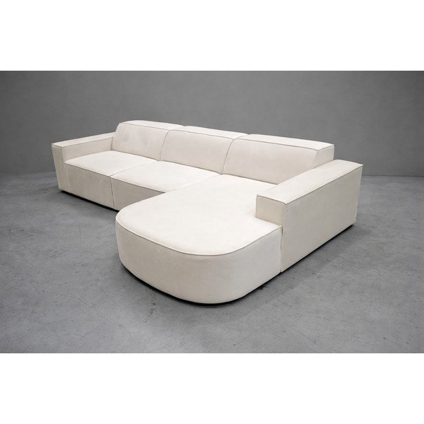 Béžová sametová rohová pohovka (pravý roh/s lenoškou) Jodie - II. jakost – Micadoni -image-3