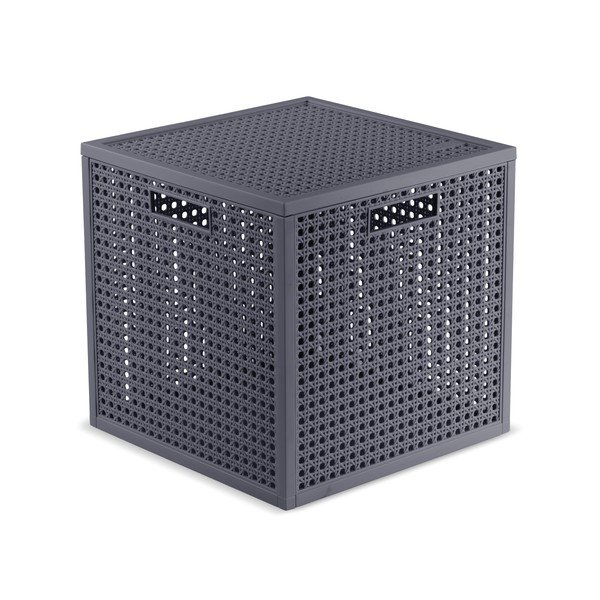 Tmavě šedý úložný box s víkem z recyklovaného plastu 28x28x28 cm Kaya Cube – Curver