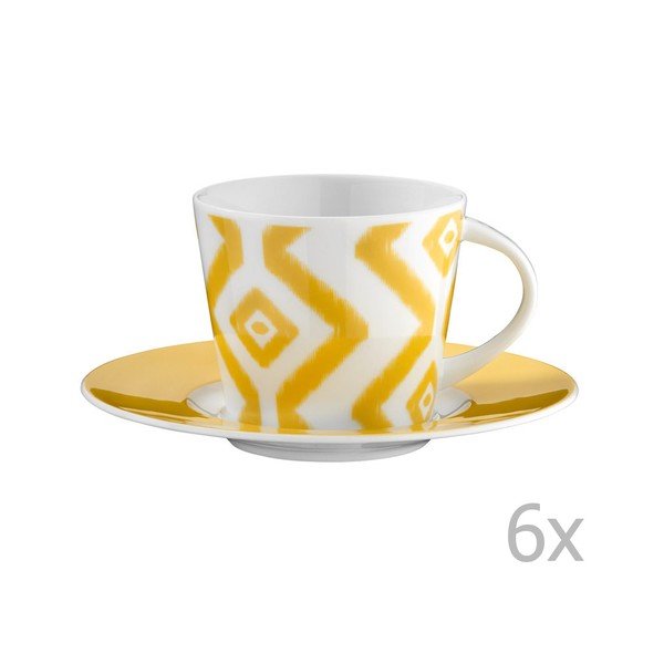 Sada 6 porcelánových hrnků na čaj s podšálky Vasilissa, 200 ml