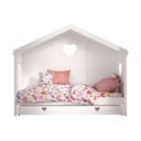 Bílá domečková dětská postel z borovicového dřeva s výsuvným lůžkem a úložným prostorem 90x200 cm AMORI – Vipack