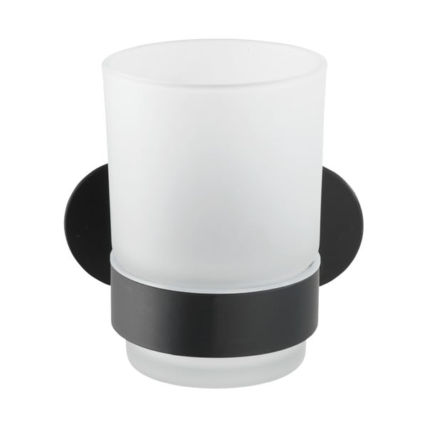 Matně černý samodržící skleněný kelímek na zubní kartáčky Orea – Wenko-image-1