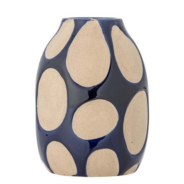 Tmavě modrá/krémová váza z kameniny (výška 20 cm) Bashir – Bloomingville