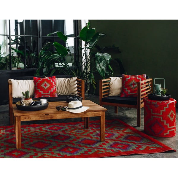 Oranžovo-fialový oboustranný venkovní koberec z recyklovaného plastu Fab Hab Lhasa Orange & Violet, 120 x 180 cm-image-1