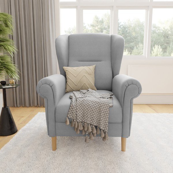 Světle šedé křeslo ušák Swan – Ropez-image-1