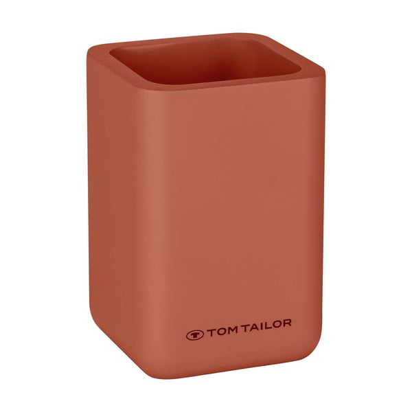 Oranžový kelímek na zubní kartáčky z polyresinu Tom Tailor T-Rounded – Wenko