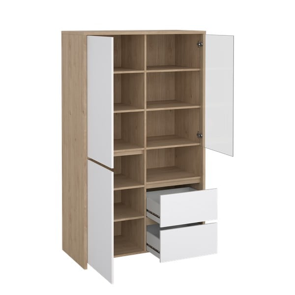 Bílá/v přírodní barvě vitrína v dekoru dubu 100x170x48 cm Next – Tvilum-image-2