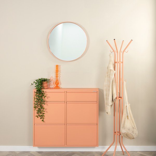 Kovový výklopný botník v lososové barvě 98x86x15 cm Billy – Spinder Design-image-1