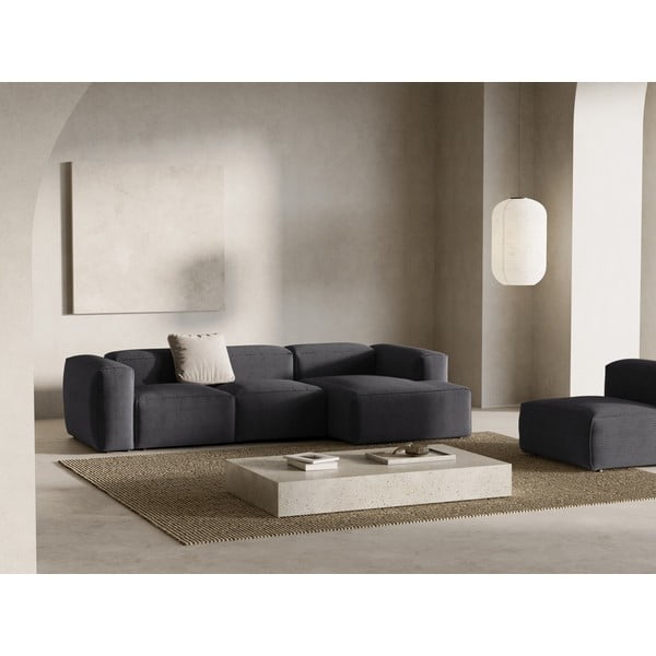 Tmavě šedá manšestrová rohová pohovka (pravý roh/s lenoškou) Bergamo – Cosmopolitan Design-image-1