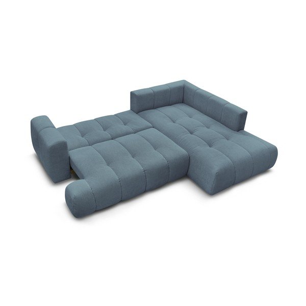 Modrá rozkládací/s úložným prostorem rohová pohovka (pravý roh/do L) Fuji – Bobochic Paris-image-4