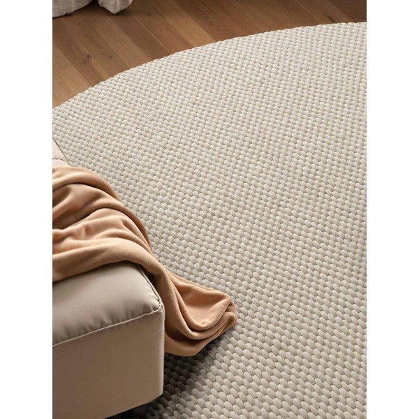 Krémový ručně tkaný vlněný kulatý koberec ø 160 cm Lyon Beans – Elle Decoration-image-3