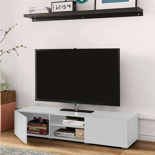 Bílý TV stolek 140x31 cm Podium - TemaHome-image-1