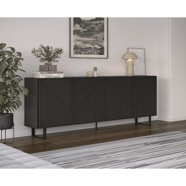 Černá komoda 201x80x40 cm Peta – Marckeric-image-1
