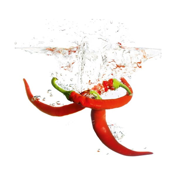 Skleněný obraz Splashing Chili Pepper, 20x20 cm