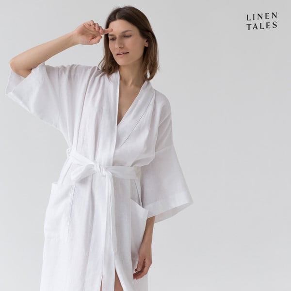 Bílý lněný župan velikost S/M Summer – Linen Tales-image-3