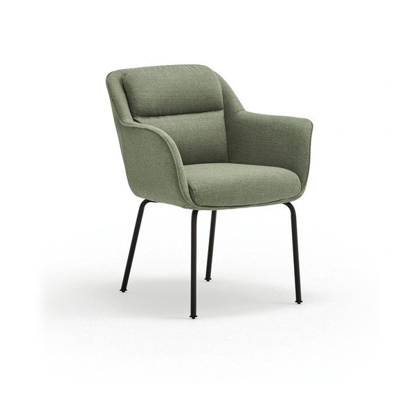 Zelené čalouněné jídelní křeslo s područkami Sadira – Teulat