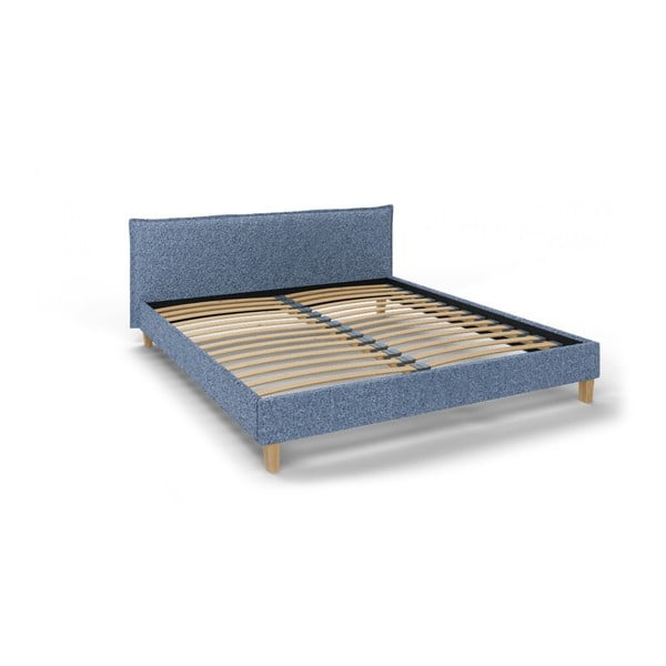 Modrá čalouněná dvoulůžková postel s roštem 180x200 cm Tina – Ropez