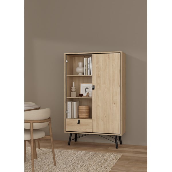 Vitrína v dekoru dubu v přírodní barvě 102x162x40 cm Ry – Tvilum-image-1