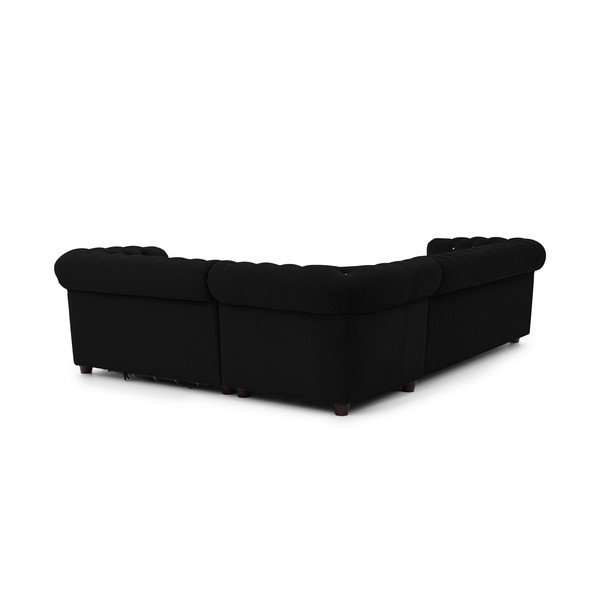 Černá sametová rozkládací rohová pohovka (pravý roh/do L) York Blik – Ropez-image-3